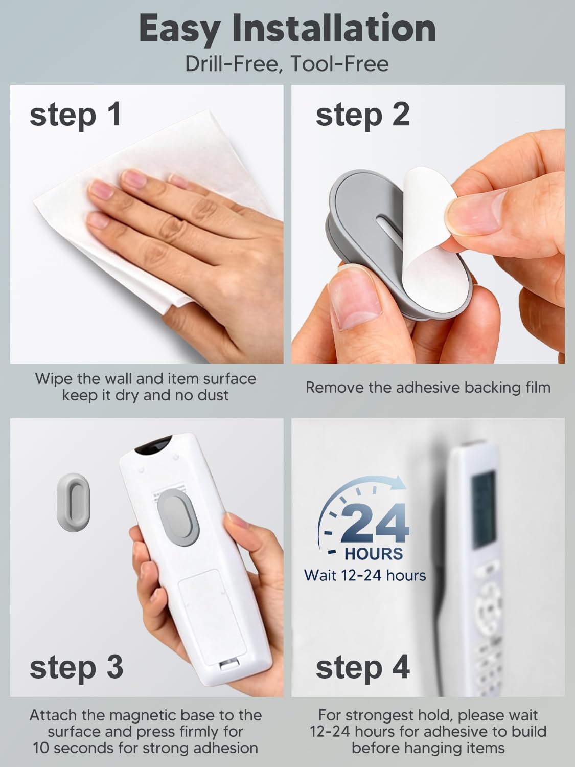 20 Pcs Magnetic Remote Control Holder, Self-Adhesive Wall Mount Organiser, No Drilling Silicone Remote Caddy for RV, Bed, TV, Ceiling Fan, Air Conditioner Remote, Multicolor