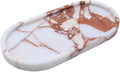 OOBOOB Oval Natural Marble Bathroom Tray for Decor Countertop, Marble Vanity Tray for Candles Perfume, Jewelry, Cosmetics, Elegant Vanity Organizer for Jewelry, Perfume