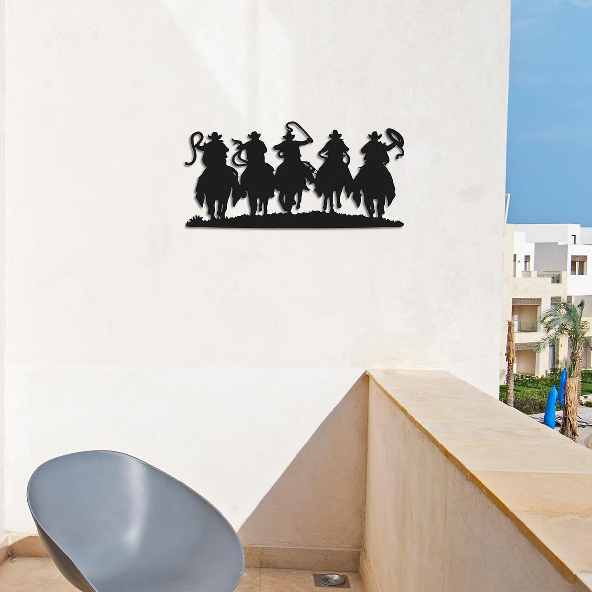 Zonon Western Cowboy Wall Decor Metal Cowboy Sign, Black