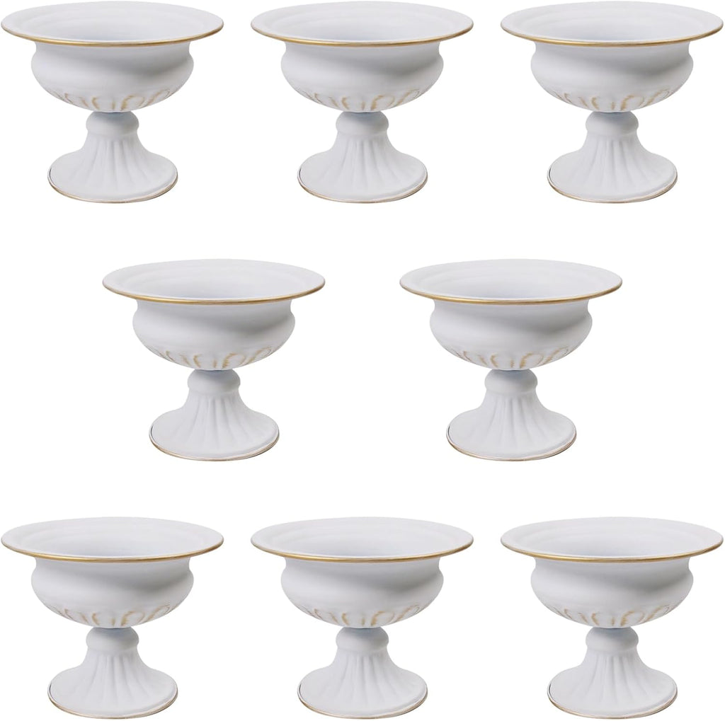 8Pcs White Compote Vases for Centerpieces, 4.7in Small Flower Vases