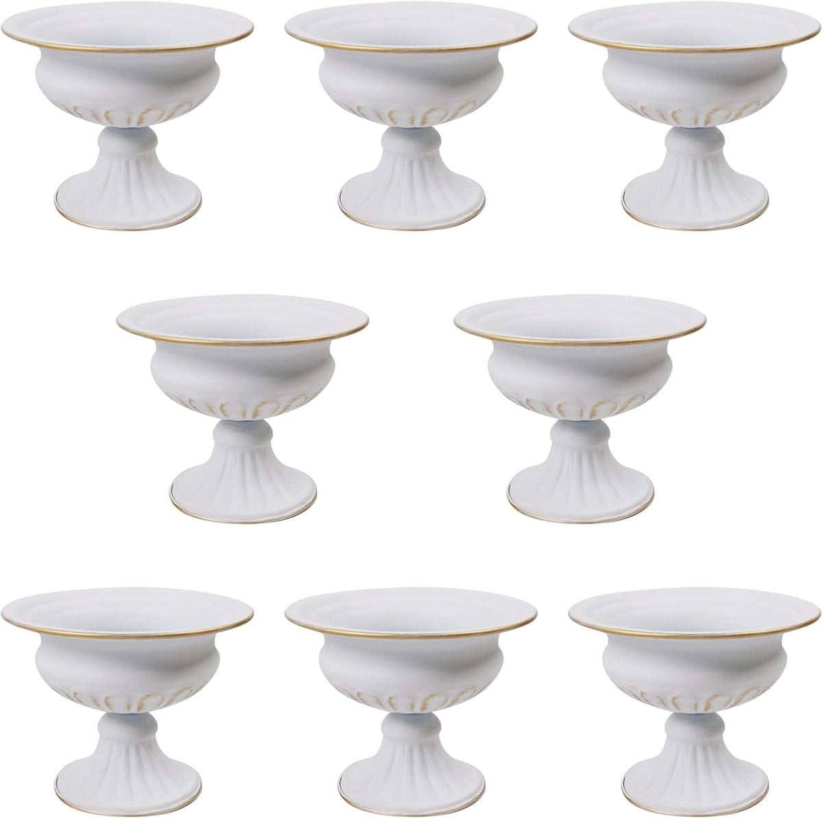 8Pcs White Compote Vases for Centerpieces, 4.7in Small Flower Vases