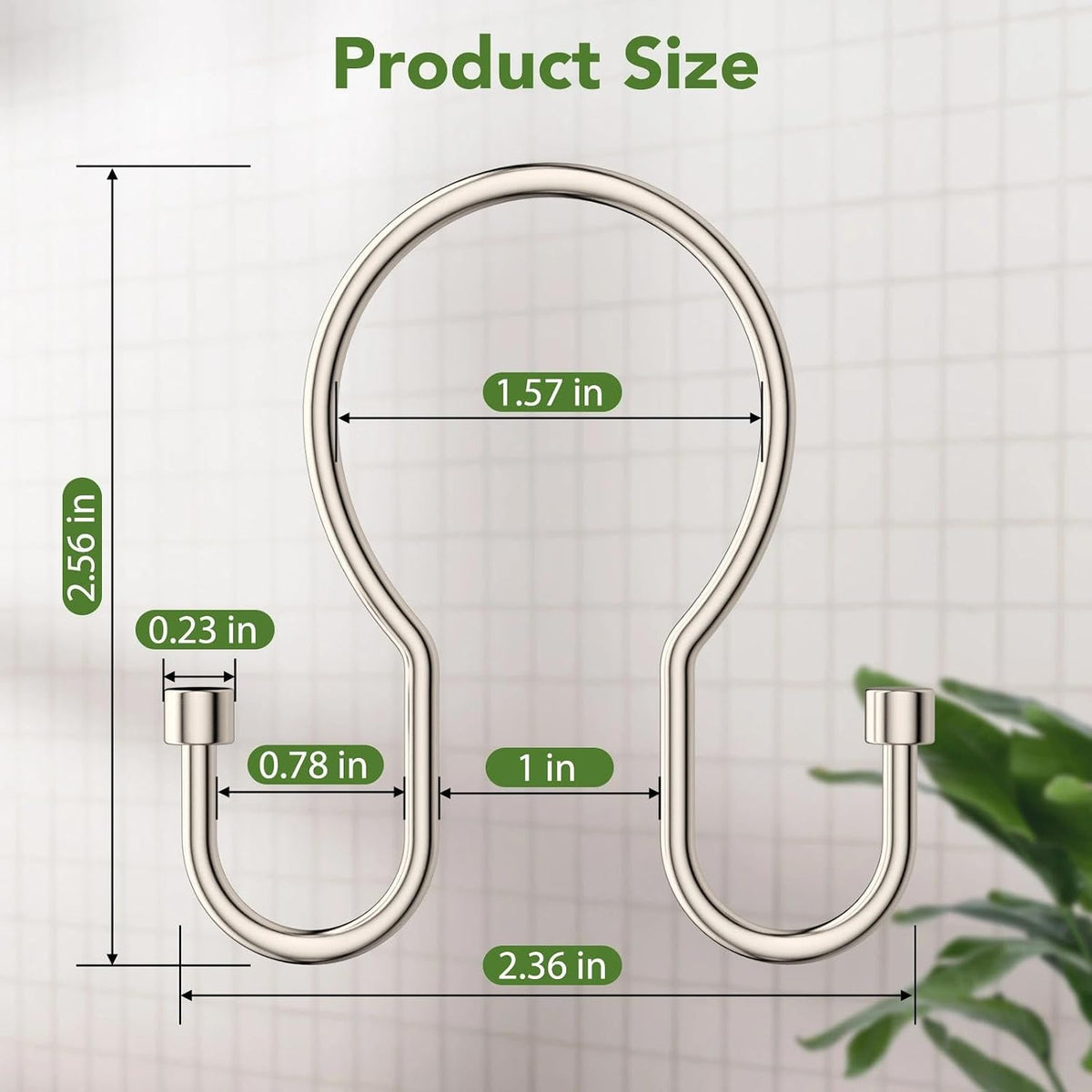 Goowin 24 Pack Shower Curtain Hooks, Simple Shower Curtain Rings, Sturdy Shower Curtain Hangers, Double Hook Shower Curtain Hooks, Smooth Gliding Metal Shower Hooks for Shower Curtain, Nickel