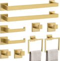 Brushed Gold 10 Pieces Bathroom Hardware Accessories Set Towel Bar Set Towel Holder&Racks Set for Bathroom,SUS304 Stainless Steel,Wall Mounted 16-Inch