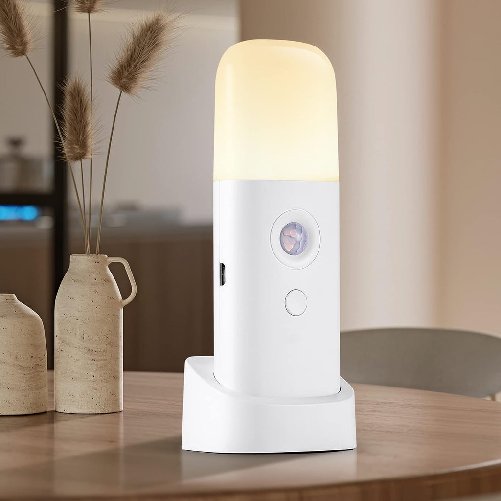 CREWEEL Rechargeable Motion Sensor Night Light, Battery Operated nightlights, Dimmable Motion Sensor Light Indoor, Cordless Motion Activated Night Lights for Adults, Bathroom, Bedroom, Hallway(2Pack)