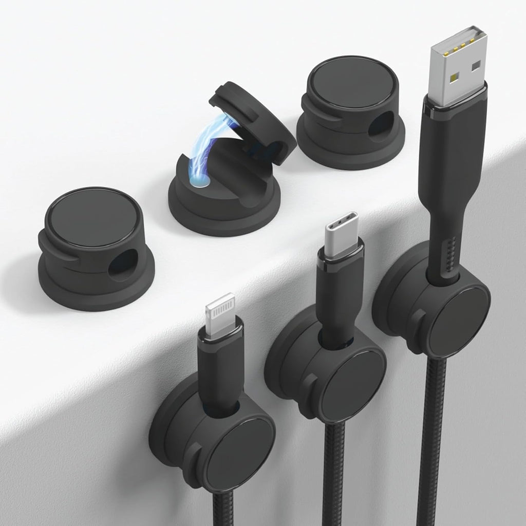 Travel Depot Cable Management Magnetic Snap Organizer 6-Pack, Black