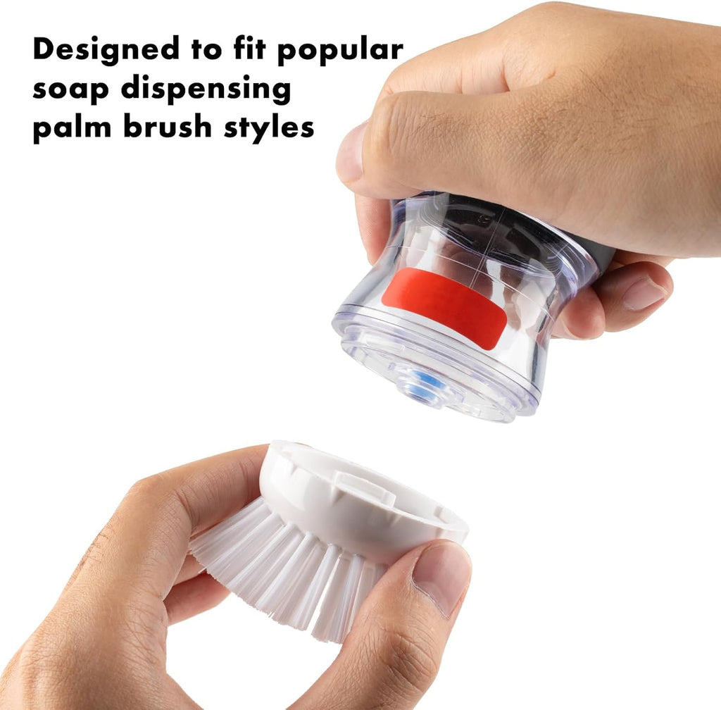 OYV Soap Dispensing Palm Brush Refills, 4-Pack Replacement Heads, White