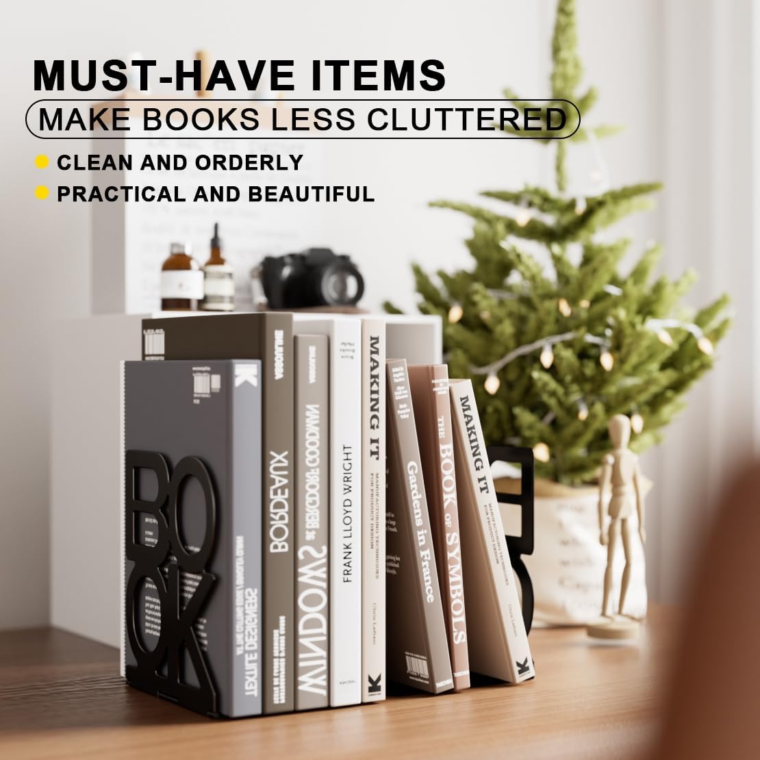 Book Ends,Bulk 6 Pair Bookends Folding Book Ends Metal Bookend (6 Pair)
