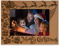 KATE POSH Merry Christmas Love Peace Joy Believe Hope, The Magic of Christmas Family Picture Frame. Santa, Reindeer and Sleigh Decor. Engraved Natural Wood Photo Frame (4x6-Horizontal)