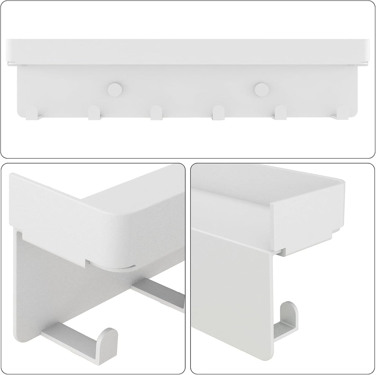 2 Pcs Wall Key Holder Rustic Key & Mail Organizer Adhesive Key Hook, White