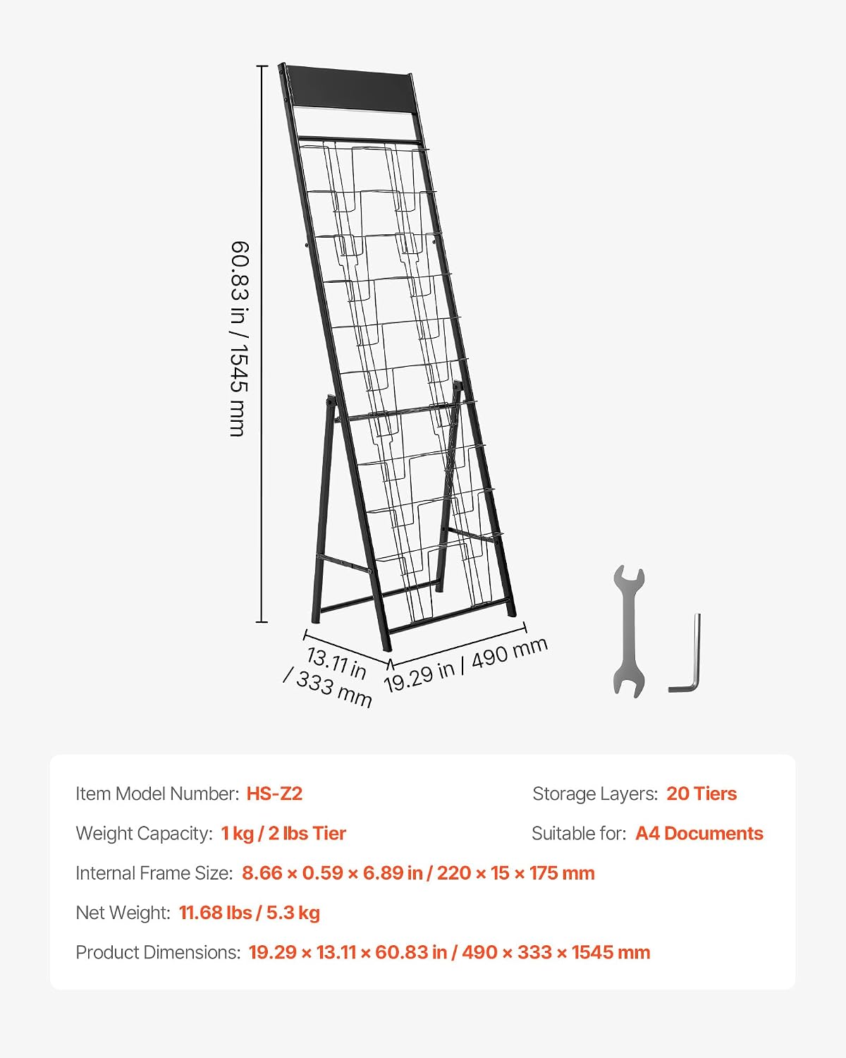VEVOR Brochure Display Rack, 20 Pockets Magazine Literature Display Stand, Portable Floor Standing Magazine Rack, Metal Newspaper Catalog Holders for Shop, Exhibitions, Office, Trade Show, Black