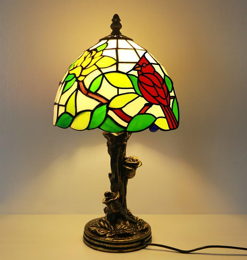 Tiffany Lamp,Cardinal Lamp,8" Stained Glass Lamp
