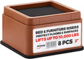 iPrimio Bed Risers 2" Lift, Heavy Duty for Dorm, Square, Brown, 8 Pack
