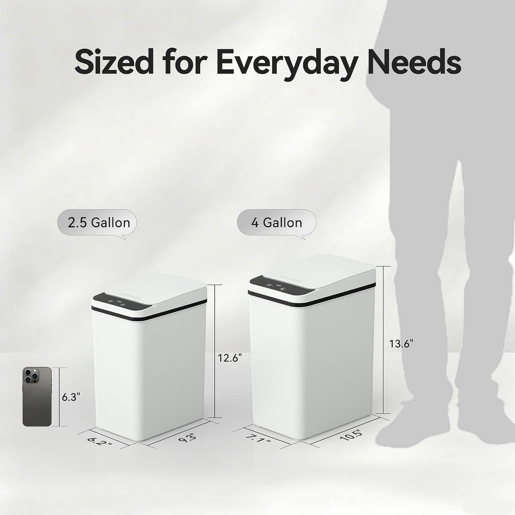 FRESHLIX Bathroom Trash Can with Lid 2.5 Gallon Automatic Touchless Garbage Cans Small Smart Motion Sensor Trashcan Slim Waterproof Trashcan for Bedroom, Office, Living Room, Toilet, RV