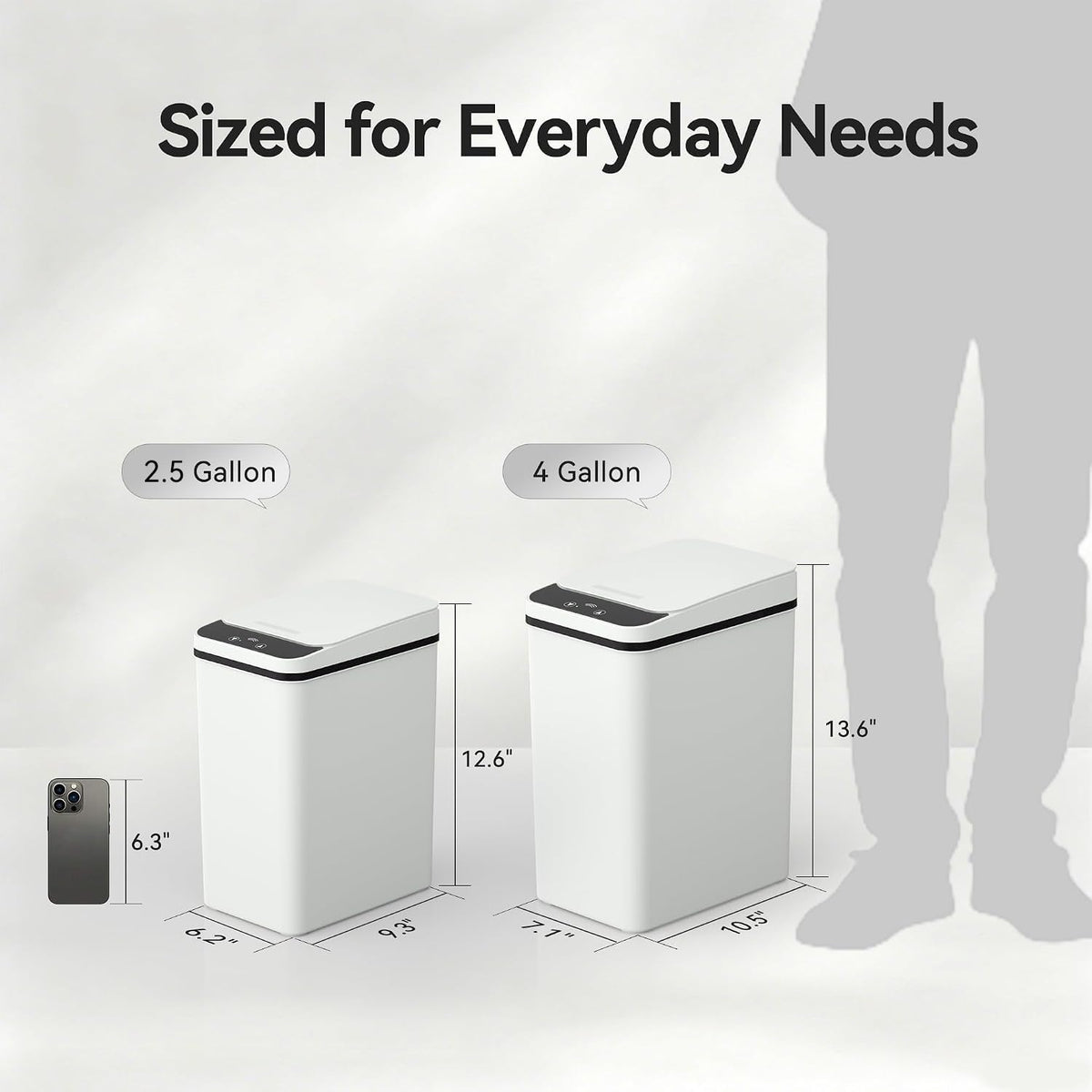 FRESHLIX Bathroom Trash Can with Lid 2.5 Gallon Automatic Touchless Garbage Cans Small Smart Motion Sensor Trashcan Slim Waterproof Trashcan for Bedroom, Office, Living Room, Toilet, RV