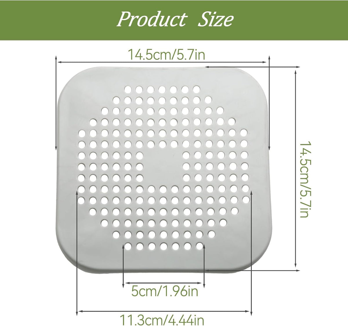 Waziaqoc 2 Pack Drain Hair Catcher, Square Silicone, Grey