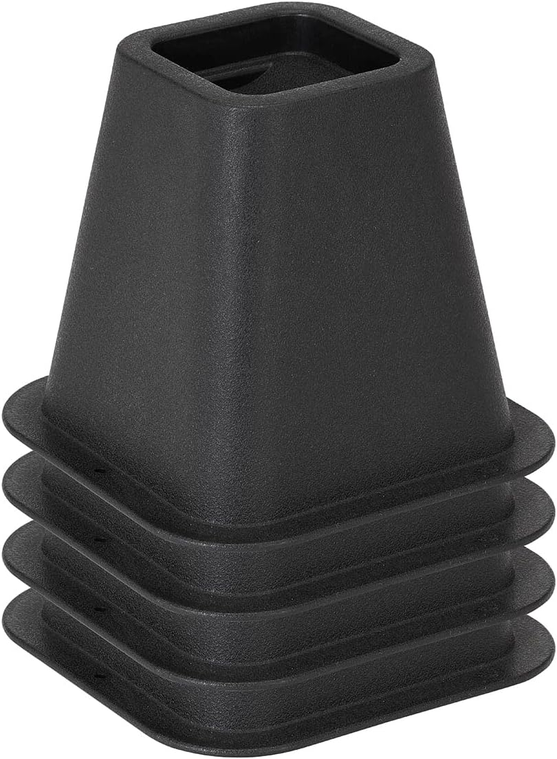 Simplify 6 Inch Bed Riser | Pack of 4 | Bed & Furniture Lifter Wheel Grooves | Under-Bed Storage | Bedroom & Dorm | Black