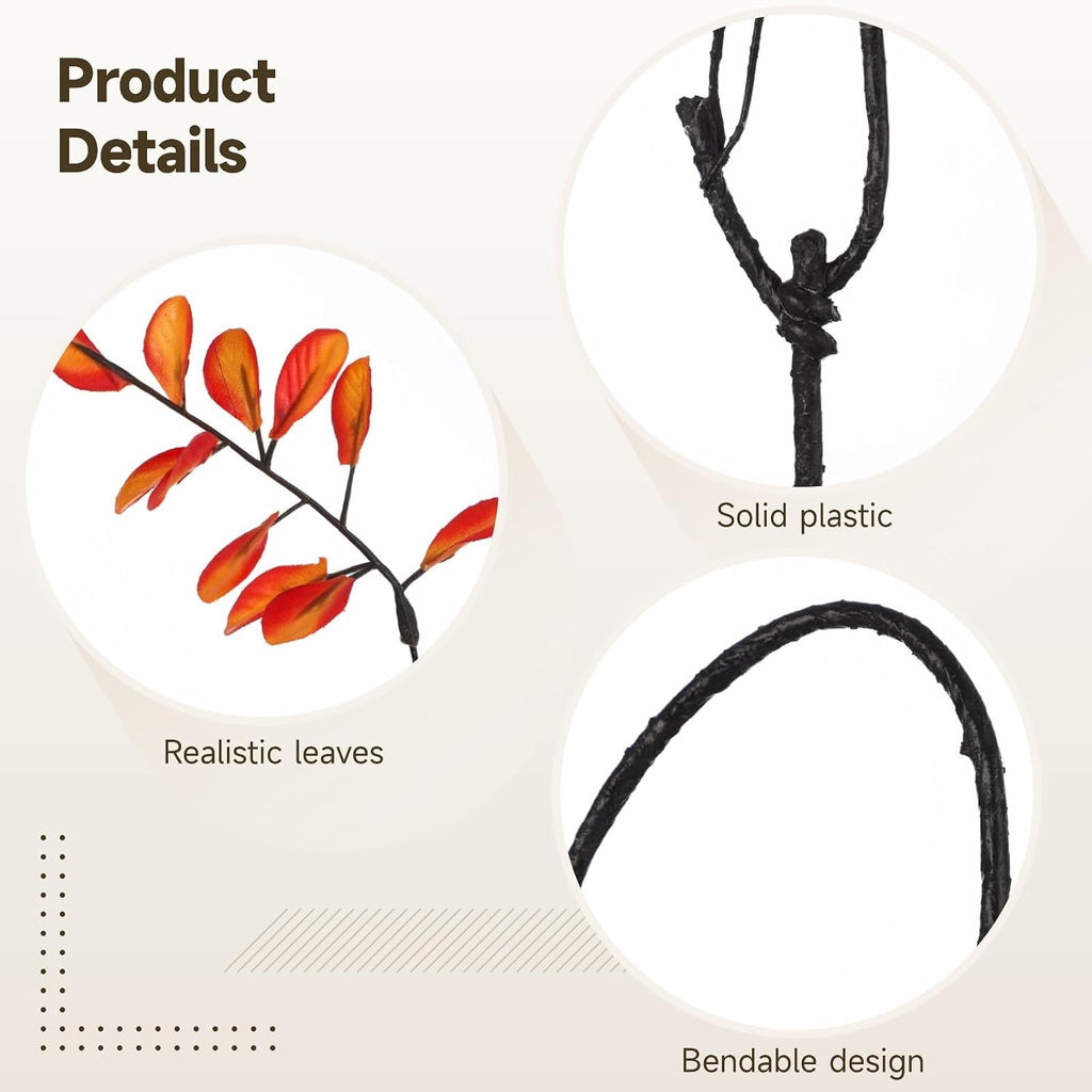 Homaisson 8 PCS Artificial Fall Branches, 38in Faux Red Leaf Stems