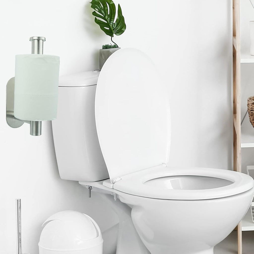 Self-Adhesive Stainless Steel Toilet Paper Holder - No Drilling, Suitable for Bathroom, Kitchen, RV (Brushed Nickel)