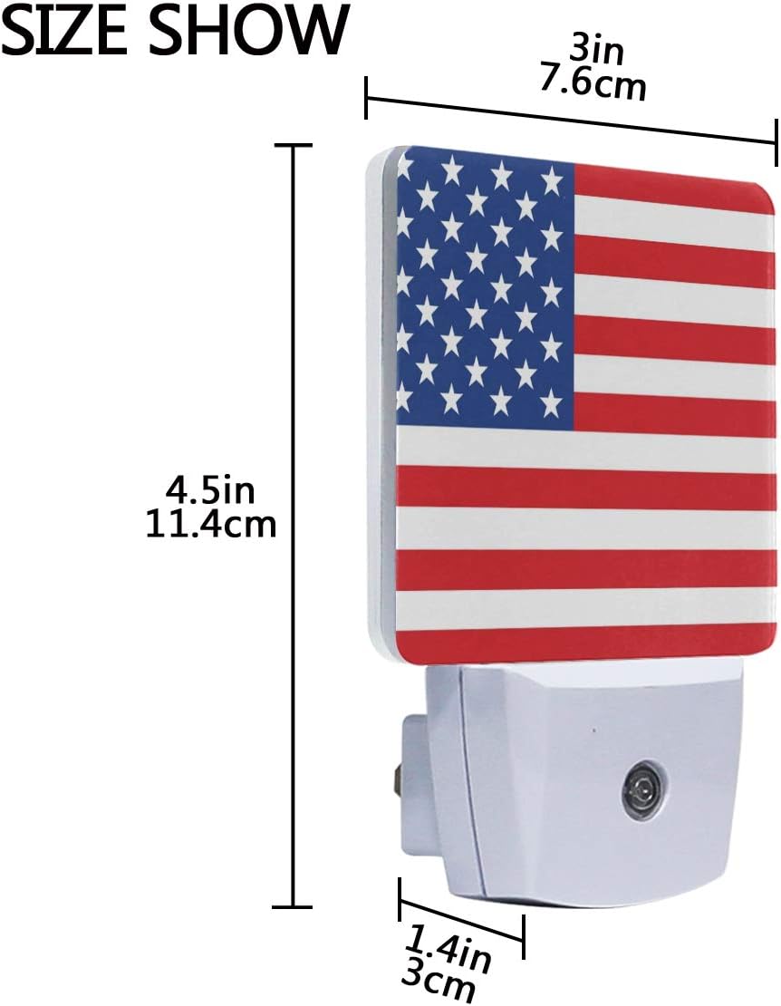 Naanle Set of 2 American Flag Patriotic USA Independence Day 4Th of July Auto Sensor LED Dusk to Dawn Night Light Plug in Indoor for Adults