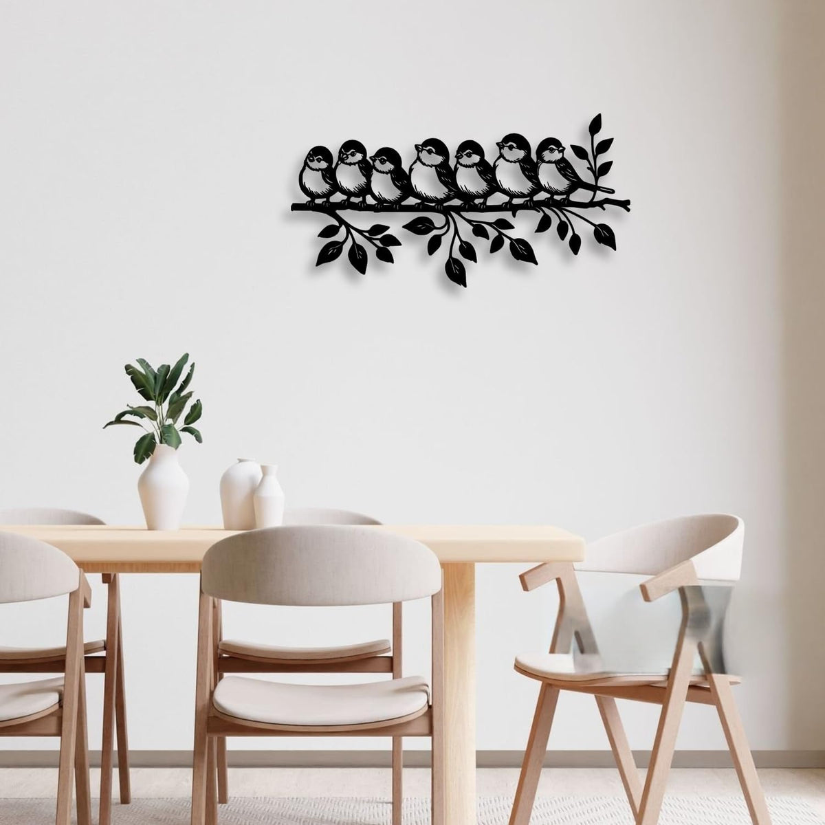 LIYOUYA Birds Flock Standing on Tree Branch Metal Wall Decor - Rustic Farmhouse Room Decor Black Wall Art Home Decor for Living Room, Bathroom, Bedroom, Dining Room, Courtyard (Black)