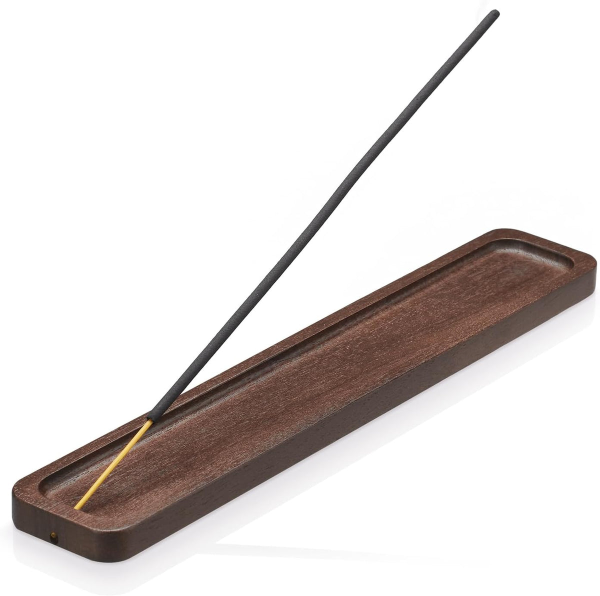 Handcrafted Walnut Wood Incense Holder, 3mm Hole Stick Burner with Large Ash Catcher, Minimalist Home Decor for Yoga Meditation, Ideal Aromatherapy Gift