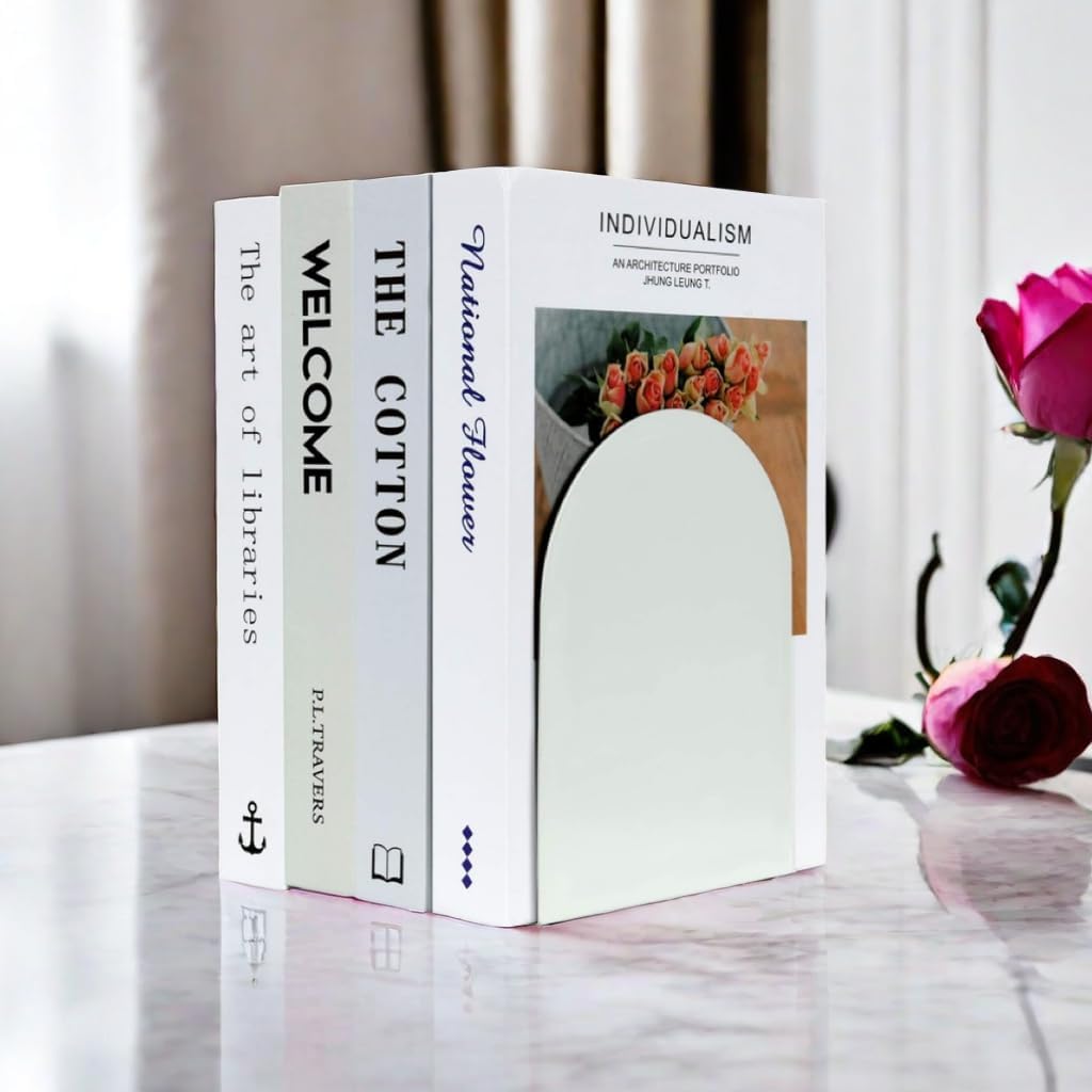 Lulonpon 16 pcs Book Ends, Black Bookends, Non-Skid Book End, Metal Bookends for School Library and Desktop Organizer, Acrylic Book Ends for Book Shelves