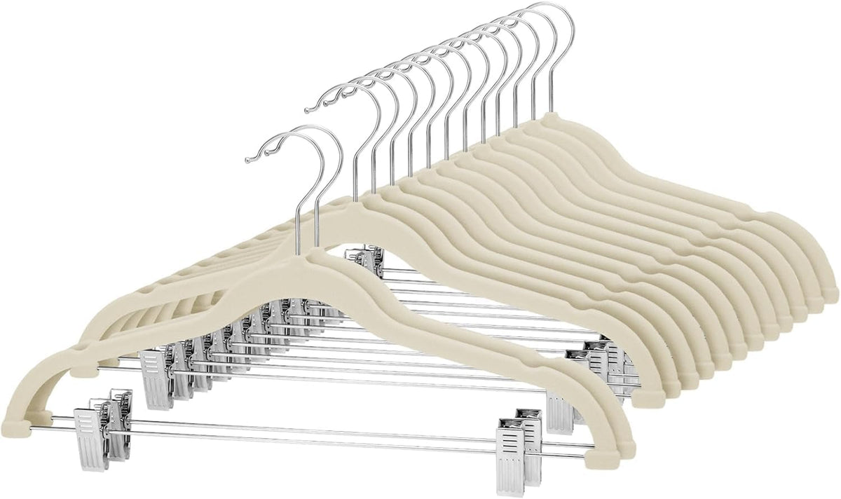 Cozymood Velvet Skirt Hangers 72 Pack Thin Velvet Hanger with Clips