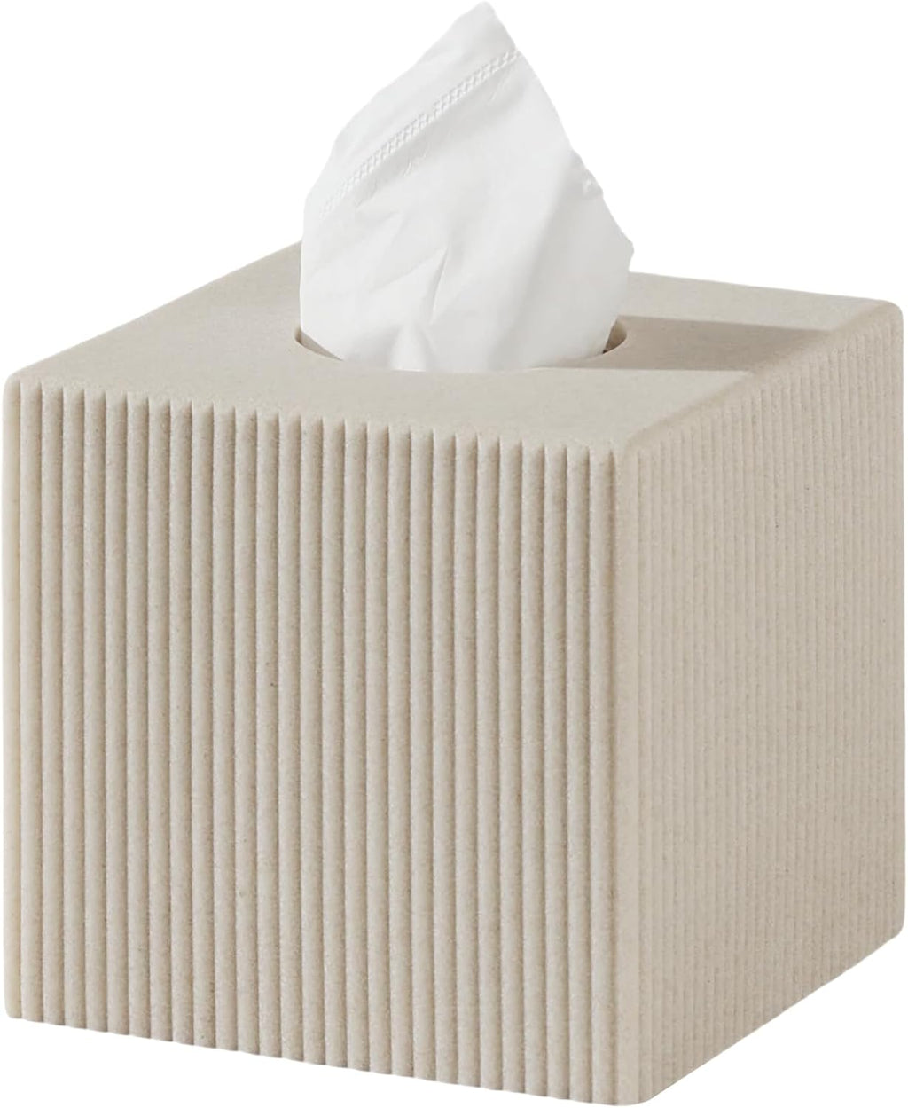 Tissue Box Cover Square,Facial Tissue Holder,Pinstripe Beige