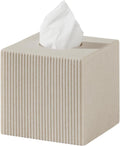 Tissue Box Cover Square,Facial Tissue Holder,Pinstripe Beige