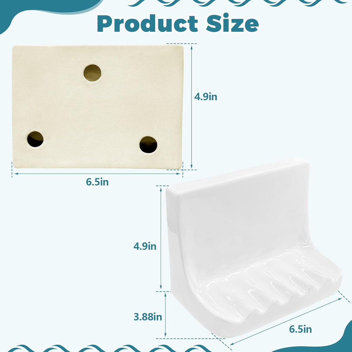 White Vintage Wall-Mounted Ceramic Soap Dish for Shower Wall