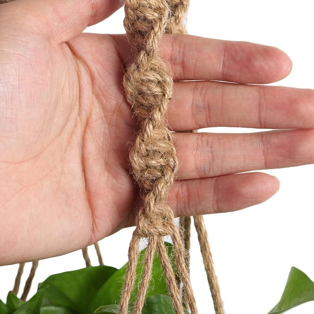 2 Pcs Macrame Plant Wall Hanging Hanger Double Tier Planter Holder Jute Rope, 55 Inch