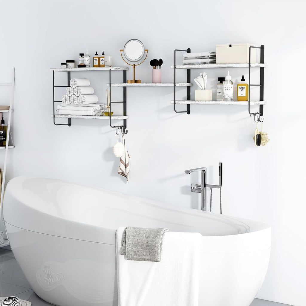 Shelves on Wall, Floating Bookshelves, Shelves for Room Wall (Washed White)