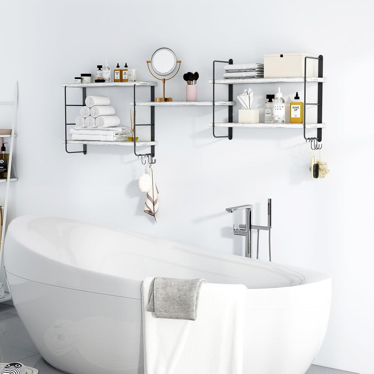 Shelves on Wall, Floating Bookshelves, Shelves for Room Wall (Washed White)