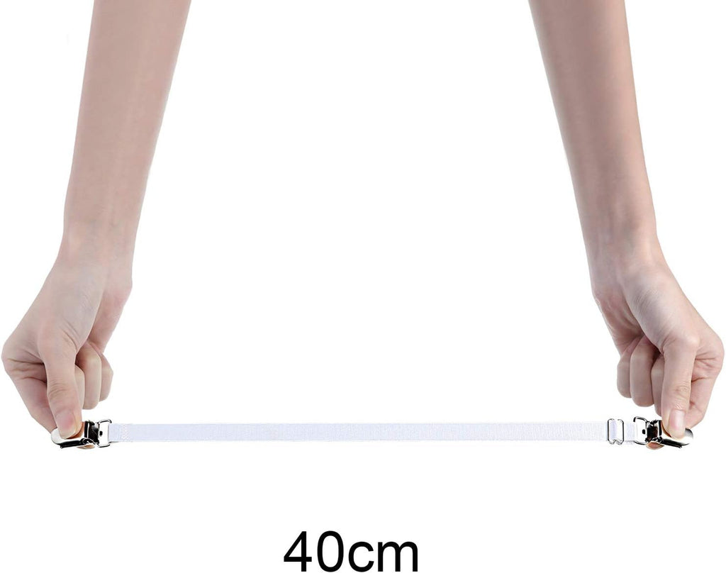 Boao 12 Pcs Bedsheet Strap Elastic Clip, White, 8-12 Inch Length
