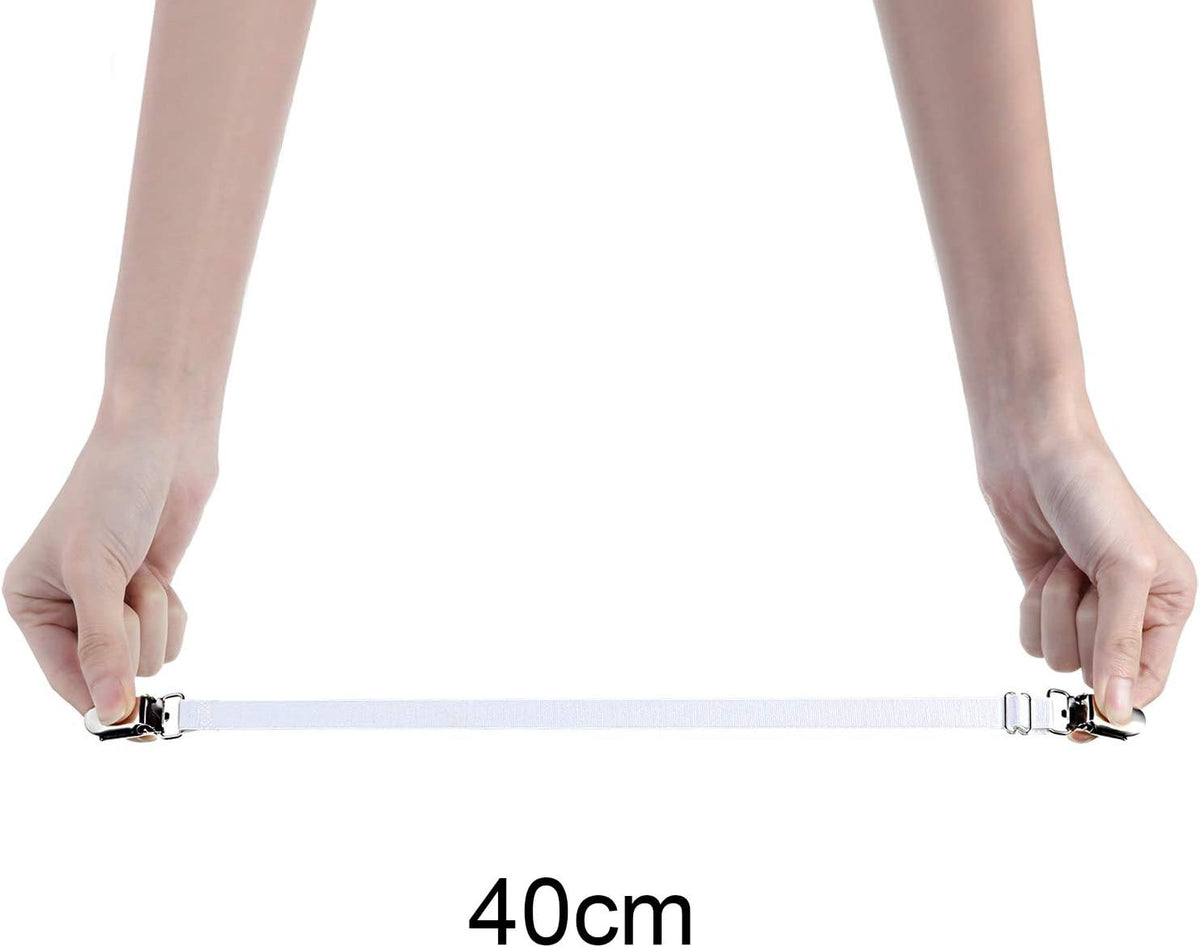 Boao 12 Pcs Bedsheet Strap Elastic Clip, White, 8-12 Inch Length