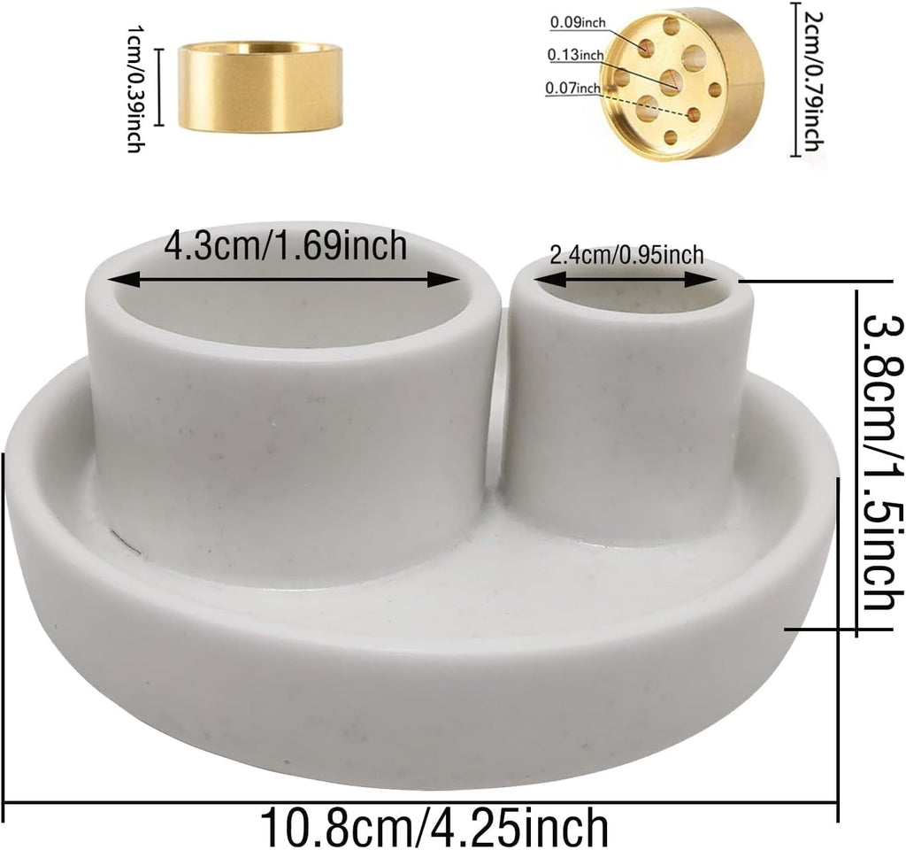 4 in 1 Incense Holder, Ceramic Incense Stick and Palo Santo Holder,Sage Holder for Burning- 4.25" Ceramic Ash Catcher Tray for Meditation and Yoga Room (White)
