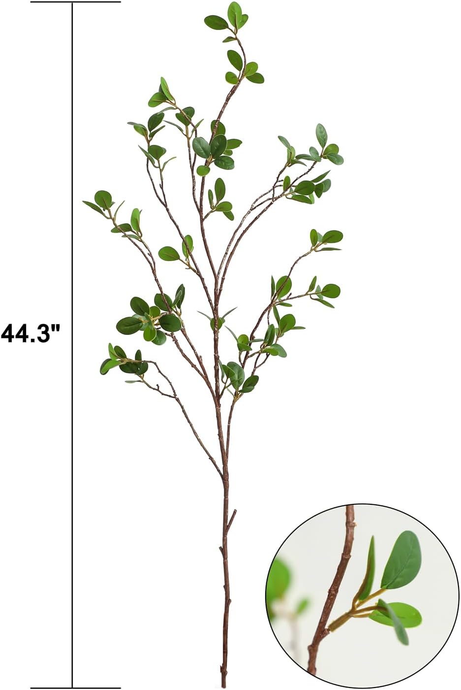 Floroom 4 pcs Artificial Eucalyptus Green Branches 44.3 Inch, Faux Greenery Plant Stems Ficus Twigs Fake Tree Branches for Vase Home Decorations