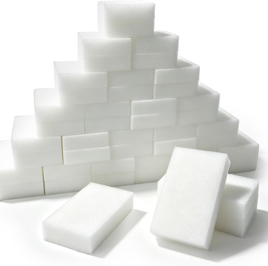 100 Pack Magic Sponge Eraser Bulk - Extra Thick & Long Lasting Melamine Cleaning Sponges, Multi-Surface Power Scrubber Foam Pads for Bathroom, Bathtub, Floor, Baseboard, Wall Cleaner