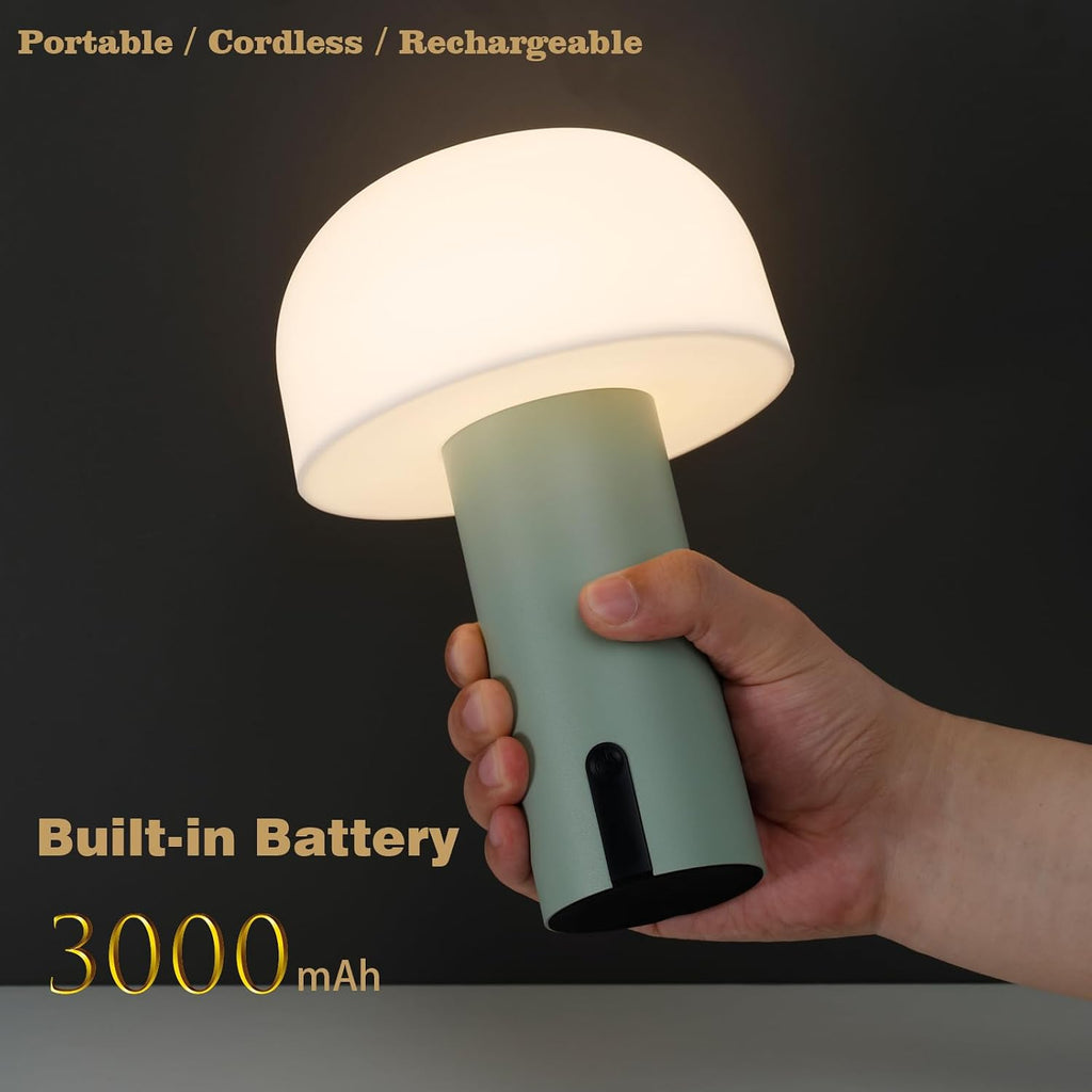 Mushroom Table Lamp, Cordless Rechargeable Touch Light, Waterproof