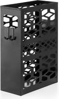 ZENFUN Rectangle Metal Umbrella Stand with 2 Hooks, Entryway Umbrella Holder & Walking Cane Storage, Umbrella Organizer Freestanding for Home, Office, Hotel, Black