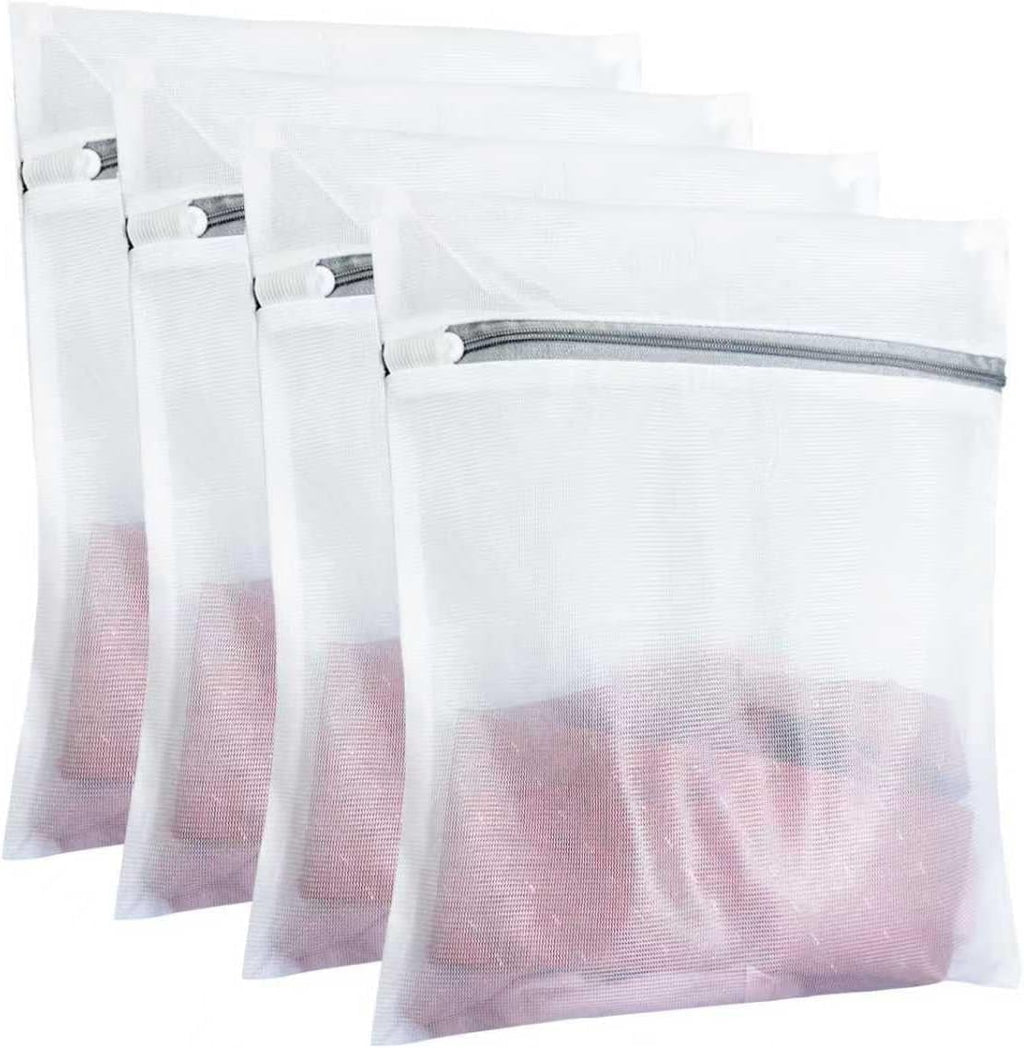 4 Pack Durable Laundry Bags Mesh Wash Bags, With Zipper