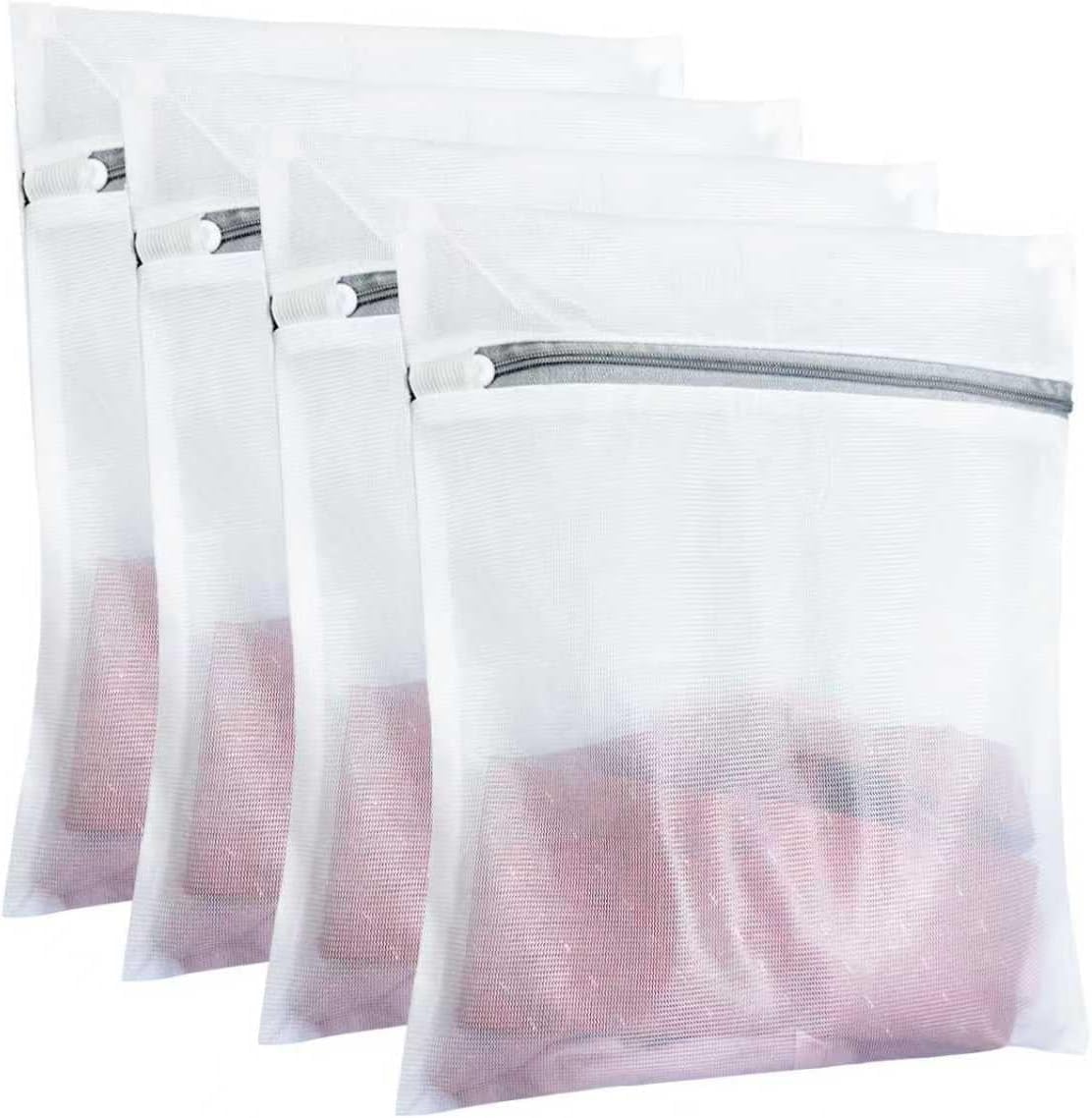 4 Pack Durable Laundry Bags Mesh Wash Bags, With Zipper