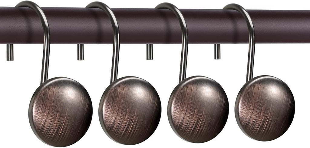 CHICTIE Bronze Shower Curtain Hooks Rings,Oil Rubbed Metal Rust Resistant Decorative Shower Curtain Hooks,Set of 12 Farmhouse Style Shower Rings Hangers for Bathroom