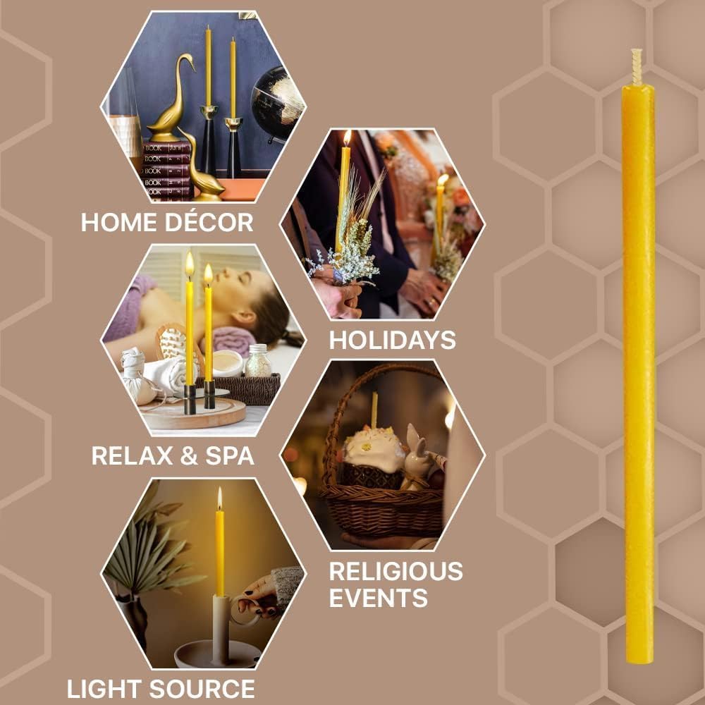 Beeswax Pure with Natural Honey Scent and Cotton Wicks of 7 inches 105-pack deep Yellow Beeswax