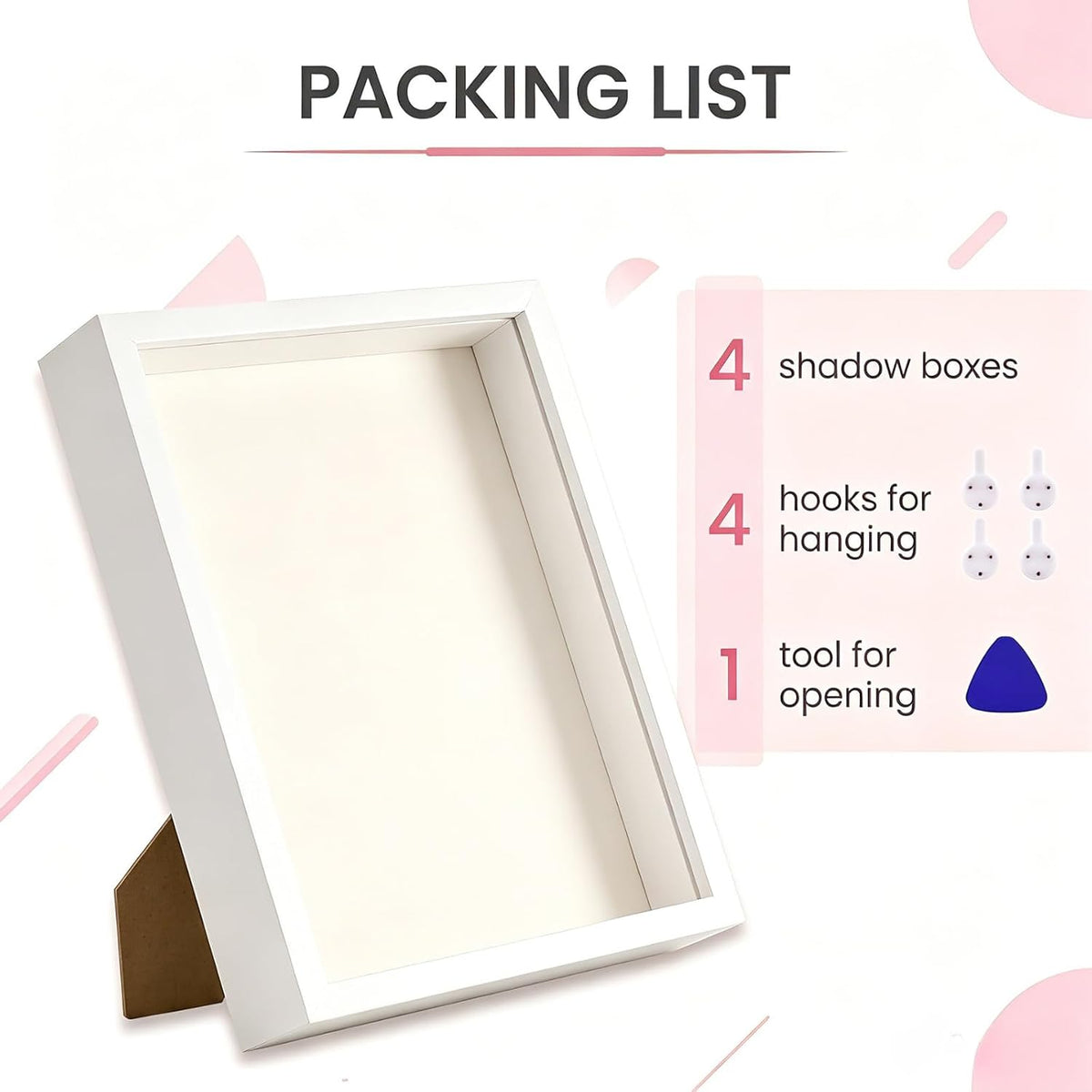 4 Pack Shadow Box Frame, 8"x10" Wood Shadow Boxes Display Cases