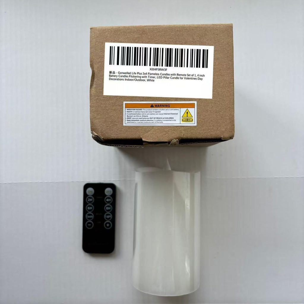 3x4 Flameless Candles with Remote Set of 1, 4 inch Battery Candles Flickering with Timer, LED Pillar Candle for Indoor/Outdoor, White