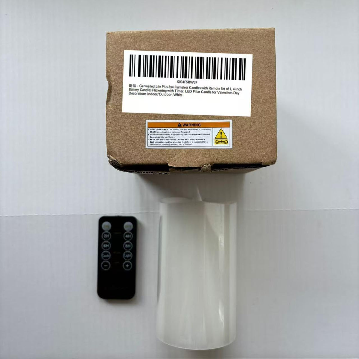 3x4 Flameless Candles with Remote Set of 1, 4 inch Battery Candles Flickering with Timer, LED Pillar Candle for Indoor/Outdoor, White