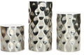 Hosley Set of 3 Silver Pillar Candle Holders – 3", 5", 7" High Decorative Metal Stand with Modern Pebble Pattern Design for Wedding Centerpieces, Holiday Décor, Parties, Table Accents
