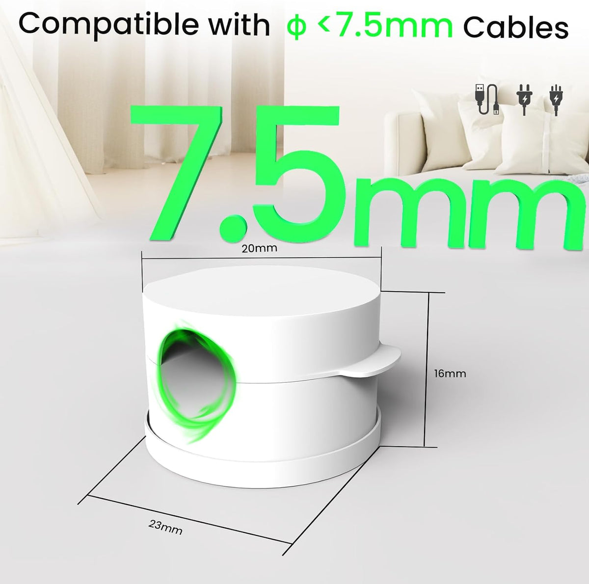 Magnetic Cable Clips Cord Organizer 10 Pack 360° Adhesive Phone Cord Holder for Desk, Nightstand, Car, Home, Office Cable Management Accessories-White