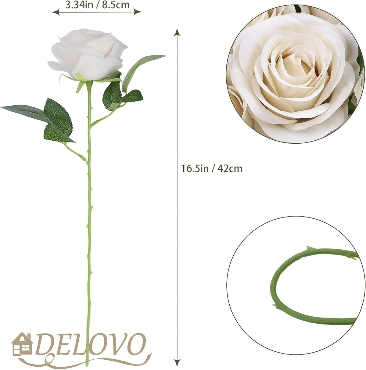 52pcs Beige Roses Artificial Flowers Fake Flowers Silk Roses with Stems for DIY Wedding Bouquets Bridal Shower Centerpieces Arrangements Party Decorations